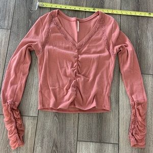 Free People waffle knit top XL